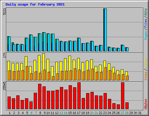Daily usage for February 2021