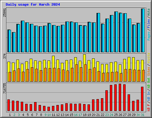 Daily usage for March 2024