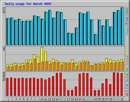 Daily usage for March 2025