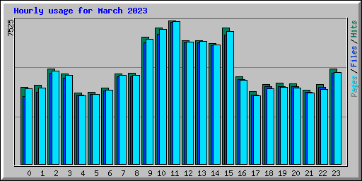 Hourly usage for March 2023